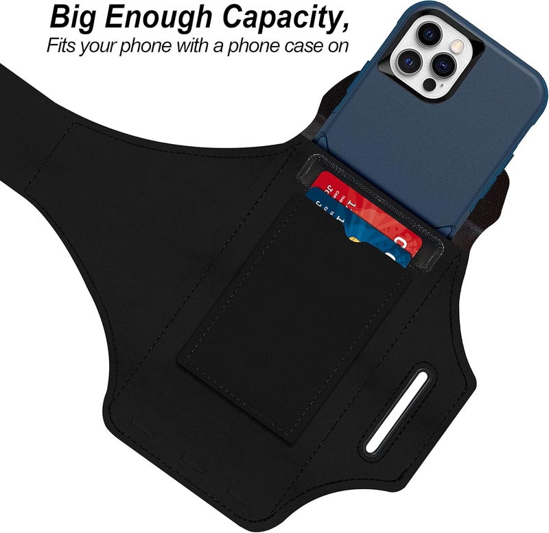 RUNBACH Armband for iPhone 17/17 Pro/16/16 Pro/15/15 Pro/14/14 Pro/13/13 Pro/13 Mini/12/12 Pro/12 Mini/11/11 Pro/XR/XS/X/SE,Water Resistant Armband with Zipper Slot for Airpods and Car Key (Black) - Image 3
